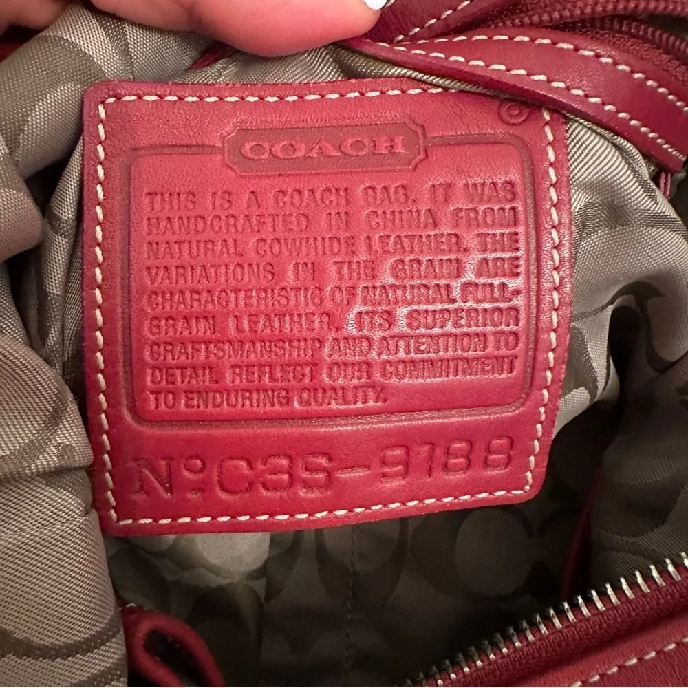 COACH Legacy Red Leather Vintage Slim Duffle Shoulder Bag